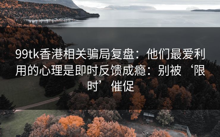 99tk香港相关骗局复盘：他们最爱利用的心理是即时反馈成瘾：别被‘限时’催促
