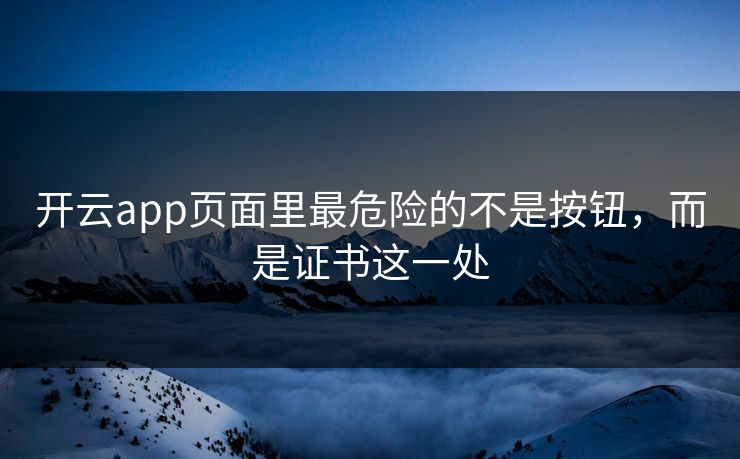开云app页面里最危险的不是按钮，而是证书这一处