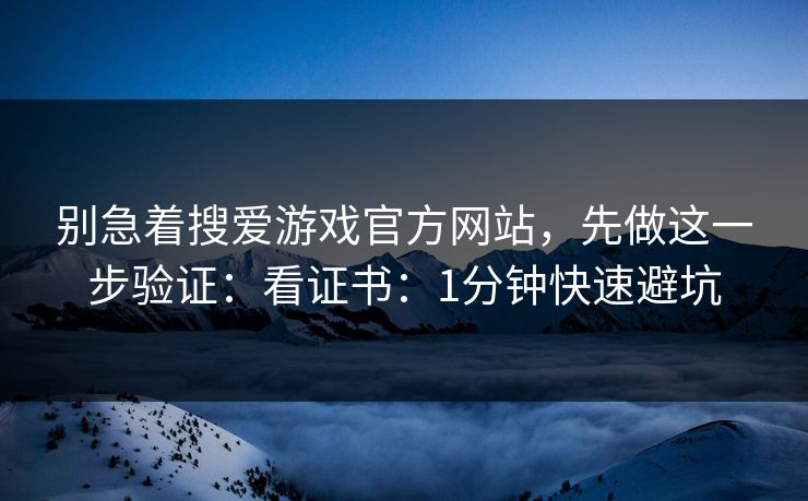 别急着搜爱游戏官方网站,先做这一步验证:看证书:1分钟快速避坑 别急着搜爱游戏官方网站,先做这一步验证:看证书:1分钟快速避坑