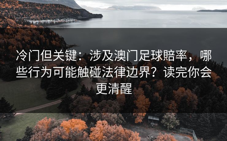 冷门但关键：涉及澳门足球賠率，哪些行为可能触碰法律边界？读完你会更清醒